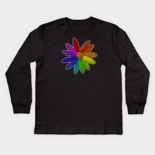 Flower Color Wheel Rainbow Kids Long Sleeve T-Shirt